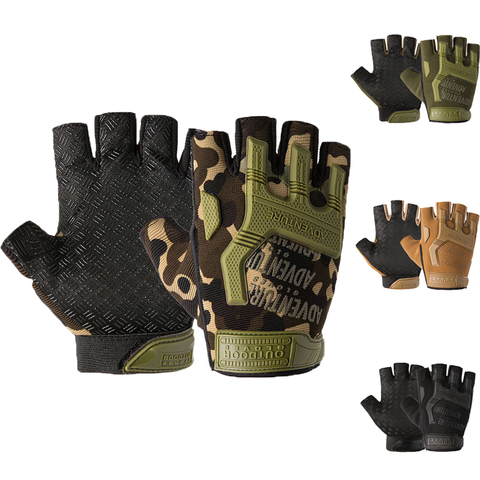 Guantes tácticos de medio dedo para exteriores, antideslizantes, para caza y senderismo, duraderos, para Paintball, Camping y combate ► Foto 1/6