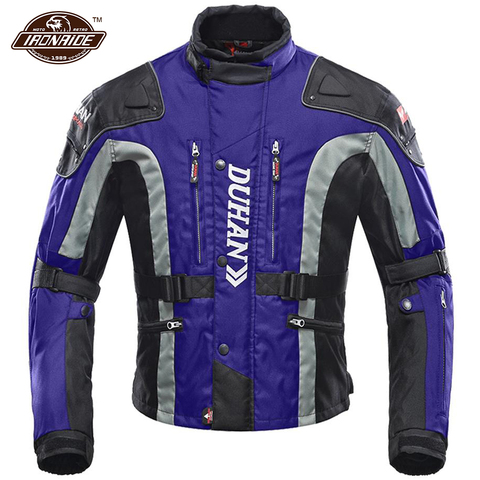 DUHAN-chaqueta azul para motocicleta, equipo protector a prueba de viento, conjunto de chaqueta y pantalones para motociclista, traje de carreras para 4 estaciones ► Foto 1/6