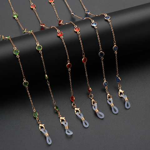 Cadenas de gafas con cuentas de cristal para mujer y hombre, accesorios para gafas de moda, collar antideslizante con correa de cordón de 78cm ► Foto 1/6