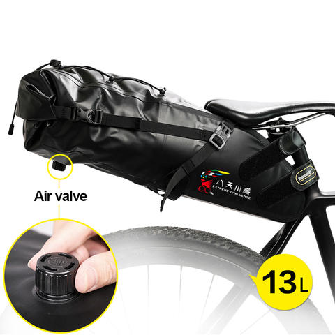 Bolsa para SILLÍN de bicicleta, impermeable, de 13L, de rinowalk, reflectante, de gran capacidad, plegable, trasera, para ciclismo de montaña ► Foto 1/6