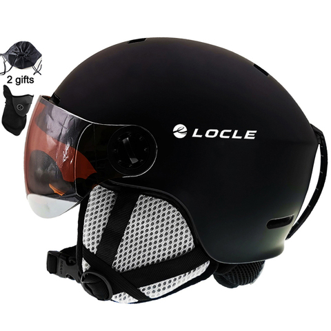 LOCLE-casco de esquí con gafas para hombre y mujer, casco de esquí con certificación CE, PC + EPS integrado, Snowboard, nieve ► Foto 1/6