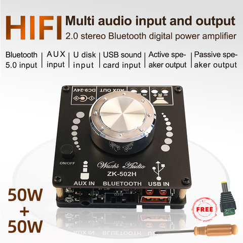 ZK-502H HIFI TPA3116D2, Bluetooth 5,0, placa amplificadora Digital de Audio 50WX2, Amplificador estéreo para cine en casa, AUX, USB ► Foto 1/6