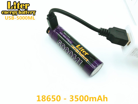 Liter energy-batería de iones de litio, cable USB 18650, 3500mAh, 3,7 V, 5000ML, batería recargable ► Foto 1/6