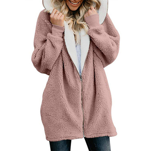 Cárdigans de piel sintética para mujer, Jersey cálido, abrigo de piel sintética con capucha, prendas de vestir para mujer, chaquetas de talla grande 5XL, abrigo de invierno ► Foto 1/6