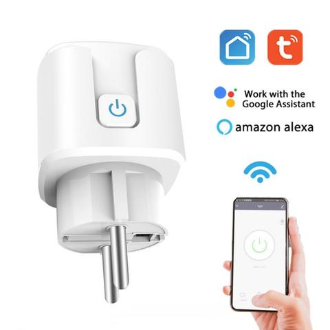 16A Wifi Tuya zócalo inteligente de la UE Monitor de potencia temporizador macho vida inteligente aplicación remota Control de voz con asistente de Google Alexa IFTTT ► Foto 1/6