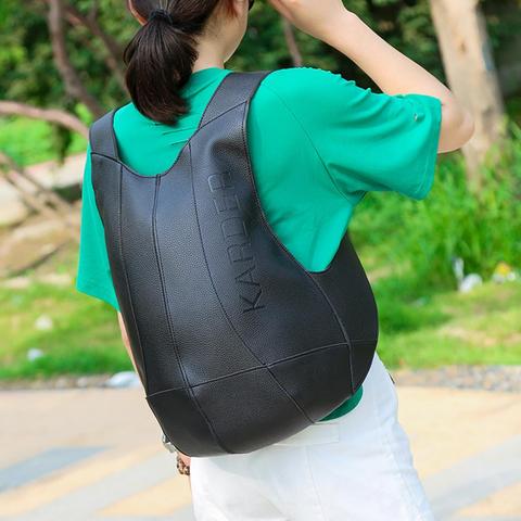 Mochila informal de cuero sintético para mujer, morral deportivo suave, antirrobo, multifunción, de viaje, Color sólido ► Foto 1/6