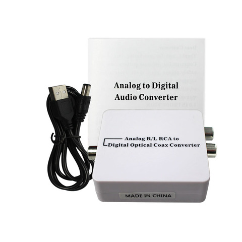 Convertidor analógico DAC Jack 2 x RCA a Audio estéreo Digital óptico SPDIF Toslink, amplificador de señal Coaxial, adaptador de descodificador ► Foto 1/6