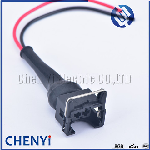 Conector de inyector de combustible AMP Tyco EFI, 2 pines, potencia Juvenil (mini temporizador), enchufe de conector automático resistente al agua con Bota de goma con cable ► Foto 1/6