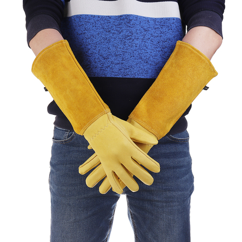 Guantes de poda de Cactus para jardinería, guantes de cuero de rosas, a prueba de espinas, manga larga, guantes de jardinería para hombres y mujeres, herramientas de jardín ► Foto 1/6