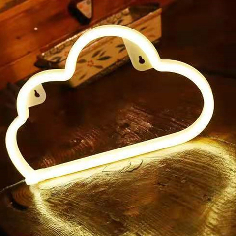 LED letrero de neón en forma de nube, luz de mesa creativa operada por USB, decoración del hogar, pequeña luz nocturna para dormitorio y sala de estar ► Foto 1/6