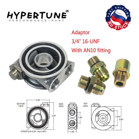 Hypertune-filtro de enfriador de aceite placa sándwich + adaptador de termostato 3/4 