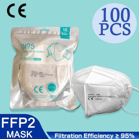 Mascarilla facial protectora de 5 capas con filtro, respirador, FPP2, FPP3, FFP3, reutilizable, CE, FFP2, 100 unidades ► Foto 1/6
