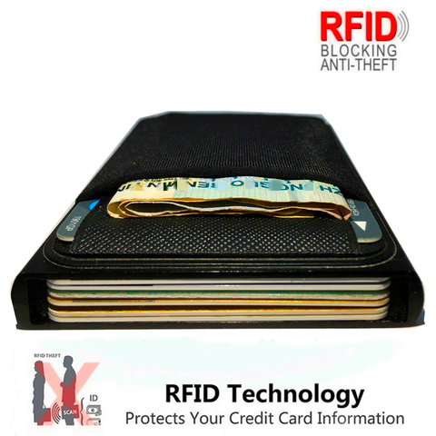 Tarjetero de aluminio para hombre, billetera delgada de Metal con bloqueo RFID, monedero, tarjetero ► Foto 1/6