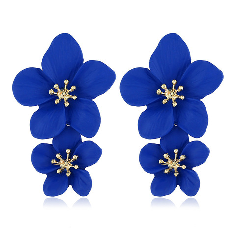 Flor doble capa pendientes para las mujeres boda fiesta Boho joyería declaración pendientes grandes de gota Boucle D'oreille Femme 2022 ► Foto 1/6