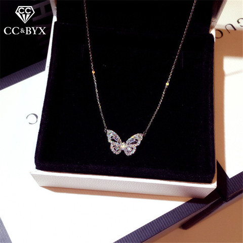 CC Butterfly-collares colgantes para mujer, Circonia cúbica de plata 925, cadena de lujo para clavícula, joyería con carácter, collar CCN700 ► Foto 1/6