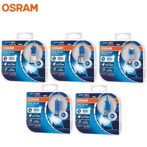 OSRAM Cool azul por adelantado 5000 K lámpara de la linterna 50% más halógena brillante H1 H3 H4 H7 H9 H11/9005/ HB3 9006/HB4 ► Foto 1/1