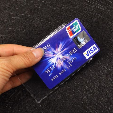 Funda de tarjeta de Pvc transparente impermeable de silicona para tarjetero, funda protectora para tarjetas de crédito, funda para tarjetas de identificación ► Foto 1/6