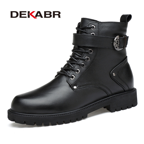 DEKABR, botines con cordones de piel auténtica para hombre, botas de invierno para motocicleta de alta calidad, zapatos de trabajo de seguridad para hombre, botas de estilo Punk para hombre ► Foto 1/6