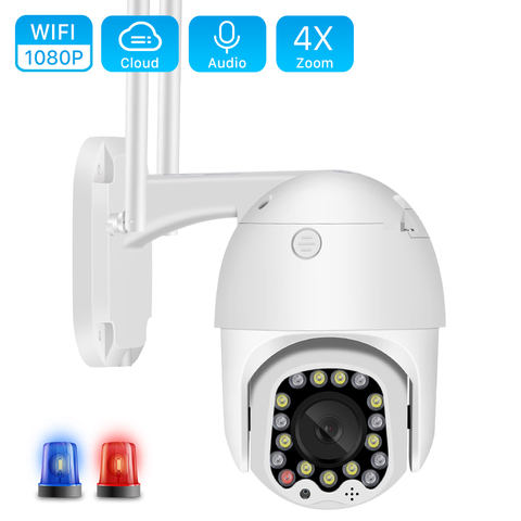 1080 al aire libre cámara IP PTZ con luz de sirena de dos vías de Audio Wifi cámara de seguimiento automático de Color de la visión nocturna de vídeo CCTV vigilancia ► Foto 1/6