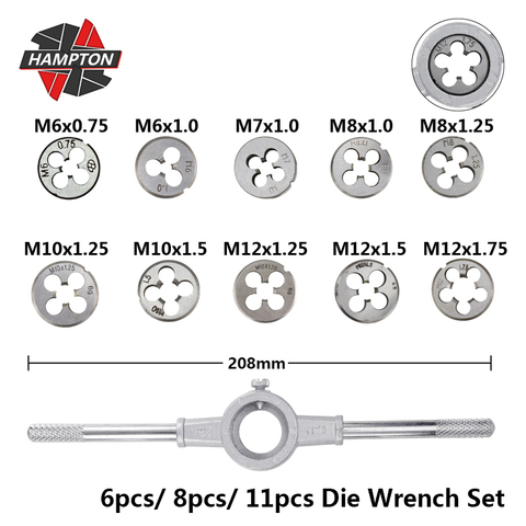 Juego de llaves de rosca Hampton 6 uds/8 uds/11 Uds. M3 M4 M5 M6 M7 M8 M10 M12, herramientas de mano ajustables ► Foto 1/6