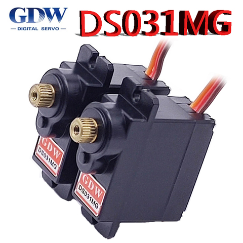 GDW-engranaje de Metal DS031MG, 9g, 12g, Micro Mini Servo Digital, ángulo de alta velocidad 180 para helicóptero 450, brazo de Robot automático RC ► Foto 1/6