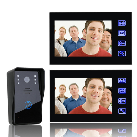 Kit de intercomunicador de puerta de vídeo de 7 pulgadas con puerta de teléfono 1-Cámara 2-monitor de visión nocturna con cámara IR-CUT 1000TVL ► Foto 1/6