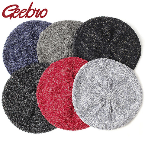 Geebro nuevo estilo boinas Material de chenilla de invierno para mujeres caliente sombrero tejido mujer otoño gorros de pintor señora caliente sombreros ► Foto 1/6