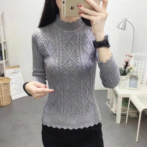 Suéter con Cuello medio de tortuga para mujer, Jersey de punto a todo Color con Base versátil, nuevo diseño Original ► Foto 1/6