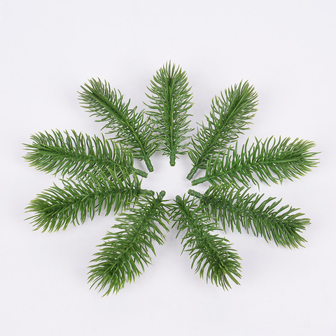 Plantas de plástico artificiales, ramas de pino, árbol de Navidad, decoraciones de boda, accesorios artesanales, plantas falsas, 9cm, 20 Uds. ► Foto 1/5