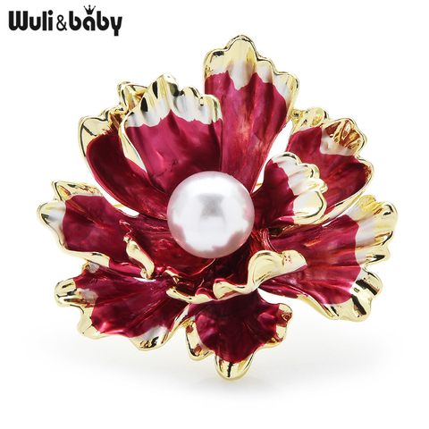 Wuli & baby-broche de flor de perlas simuladas para mujer, 4 colores, insignia de joyería, regalo, broches de peonía ► Foto 1/6