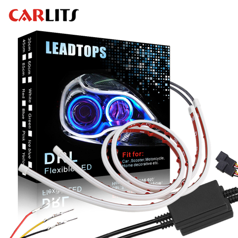 2 uds Flexible DRL luz LED de conducción diurna de tubo suave de guía ángulo ojos tira de LED Auto lámpara para conjunto de Faros para automóvil/30/60CM CJ ► Foto 1/6