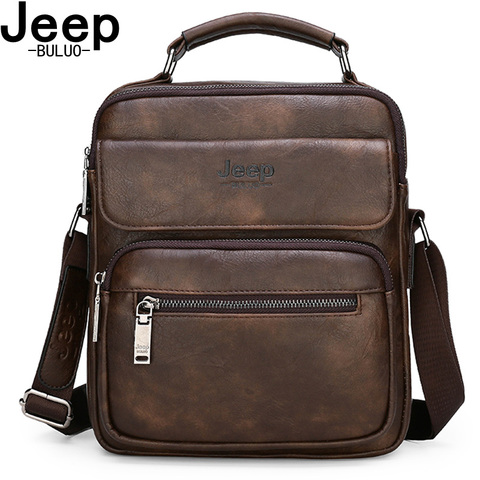 JEEP BULUO-bolsos de mano para hombre, famosa marca de gran tamaño, cruzado de cuero, bandolera de hombro para iPad de 9,7 pulgadas, negocios informales ► Foto 1/6