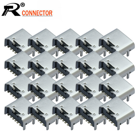 10 unids/lote USB tipo C 6 Pin SMT hembra conector USB 3,1 tipo C hembra colocación SMD DIP para diseño de PCB de alta corriente de carga ► Foto 1/6