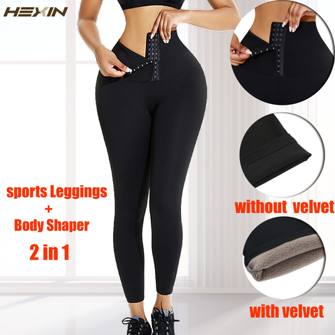 HEXIN cuerpo moldeador para pérdida de peso adelgazamiento pantalones las mujeres entrenador de cintura vientre polainas Fitness entrenamiento polainas el elevador ► Foto 1/6