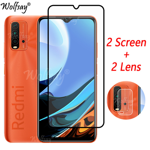 Protector de pantalla de vidrio templado para cámara, Pegamento de cobertura completa para Xiaomi Redmi 9 T, Redmi 9 T, 9 T, 6,53 pulgadas ► Foto 1/6