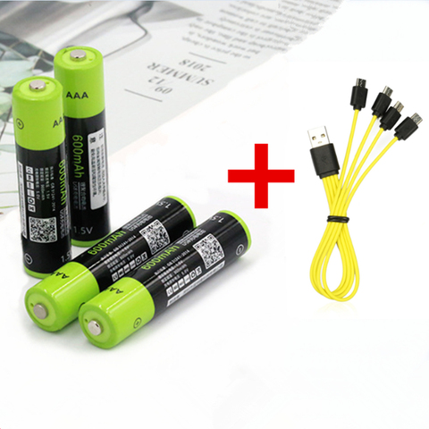 Gran venta ZNTER 1,5 V AAA batería recargable 600mAh USB batería recargable de polímero de litio carga rápida a través de Micro USB cable ► Foto 1/6