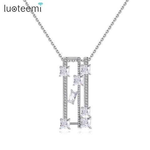 LUOTEEMI-collar con colgante elegante para mujer, Circonia cúbica, collares llamativos, joyería para mujer, regalos para bodas, fiestas y citas ► Foto 1/6