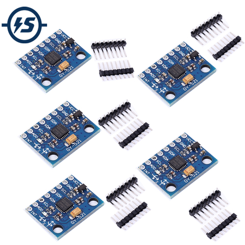 5 uds MPU-6050 MPU6050 GY-521 acelerómetro Sensor de giro 6DOF tres ejes IMU para Arduino Quadcopter Drone RC 3-5V I2C 40P ► Foto 1/6