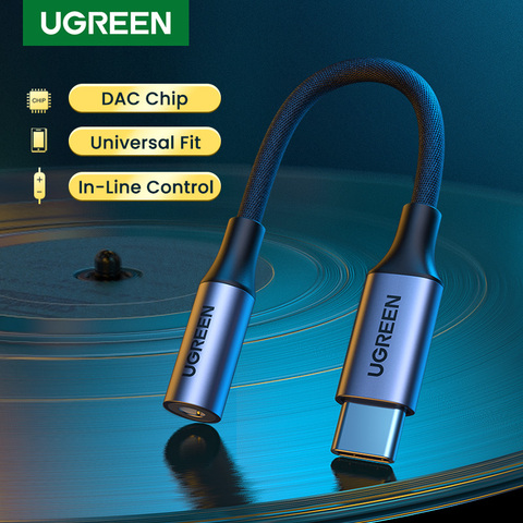 UGRREN-USB tipo C a 3.5 mm, adaptador de conector de auriculares USB C a cable auxiliar de audio DAC Chip ForPixel XL iPad Pro AUX, 2, 3, 4 ► Foto 1/6