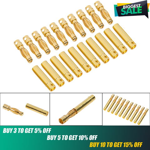 10 par/lote 2,0/3,0/3,5/4,0/5/5, 5/6/6, 5/8mm oro bala de plátano conectores de batería Lipo RC ESC Motor del camión del coche de DIY juguetes Juguetes ► Foto 1/6