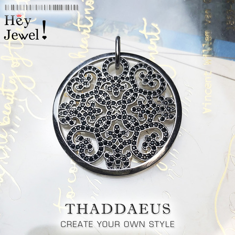 Colgante Arabesque Disc Ornament Pave,2022 nueva moda Plata de Ley 925 joyería Vintage Europa Bijoux regalo para mujer ► Foto 1/6