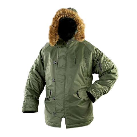 Chaqueta larga con cuello de piel para hombre, Parka cálida de manga larga, militar, canadiense, 2022 N3B ► Foto 1/6