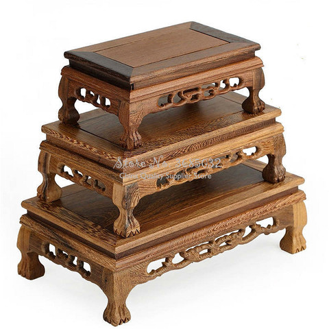 Mesa de té de madera de calidad, jarrón Base tallado de palisandro, estante de exhibición Kistler de Buda, mesa de centro pequeña rectangular de usos múltiples ► Foto 1/6
