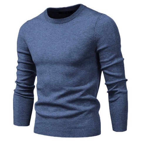 2022 nuevo jersey de cuello redondo para hombre, suéter Casual de Color sólido, suéter cálido para hombres, moda de invierno, suéteres delgados para hombres, 11 colores ► Foto 1/6