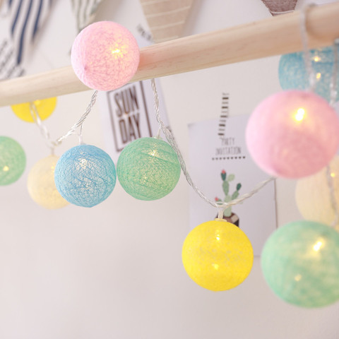 Cadena de luces de noche de bola de algodón, guirnalda LED de Navidad para niños, dormitorio, vacaciones al aire libre, decoración de fiesta en el Patio ► Foto 1/6