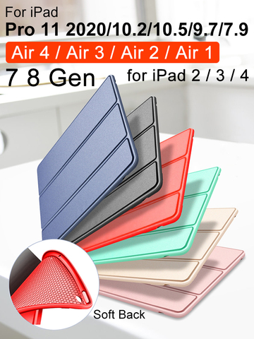 IPad aire caso de iPad 2 aire caso 2022 de 9,7 Funda trasera de silicona suave, Slim de cuero de la Pu cubierta inteligente para iPad 2022 6th generación caso ► Foto 1/6