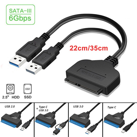 Adaptador Cable USB Sata 3 a USB 3,0, conectores de Cable de ordenador, adaptador USB, Cable Sata, compatible con disco duro SSD HDD de 2,5 pulgadas ► Foto 1/6