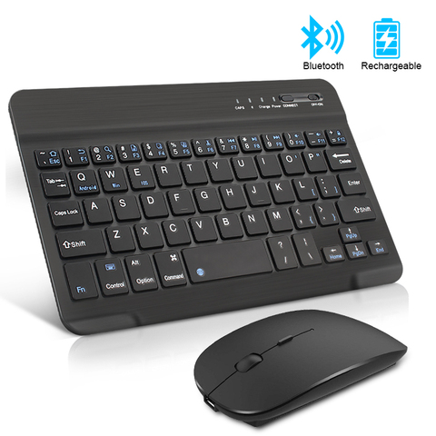 Teclado y ratón inalámbricos, Mini teclado Bluetooth español recargable con ratón, teclado ruso para PC, tableta y teléfono ► Foto 1/6