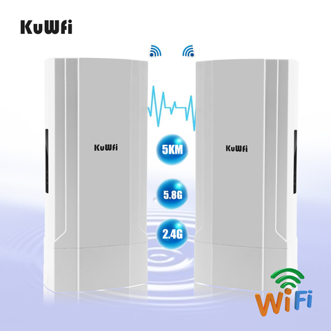 Repetidor Wifi KuWFi de 1200Mbps para exteriores/AP/CPE Router PTP 5KM de alta potencia 2,4 y 5,8G extensor WiFi para cámara IP 48V ► Foto 1/6