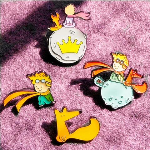 Broche de esmalte de cuento de hadas para hombres y mujeres, broches de El Principito, zorro, rosa, regalo para niños ► Foto 1/6